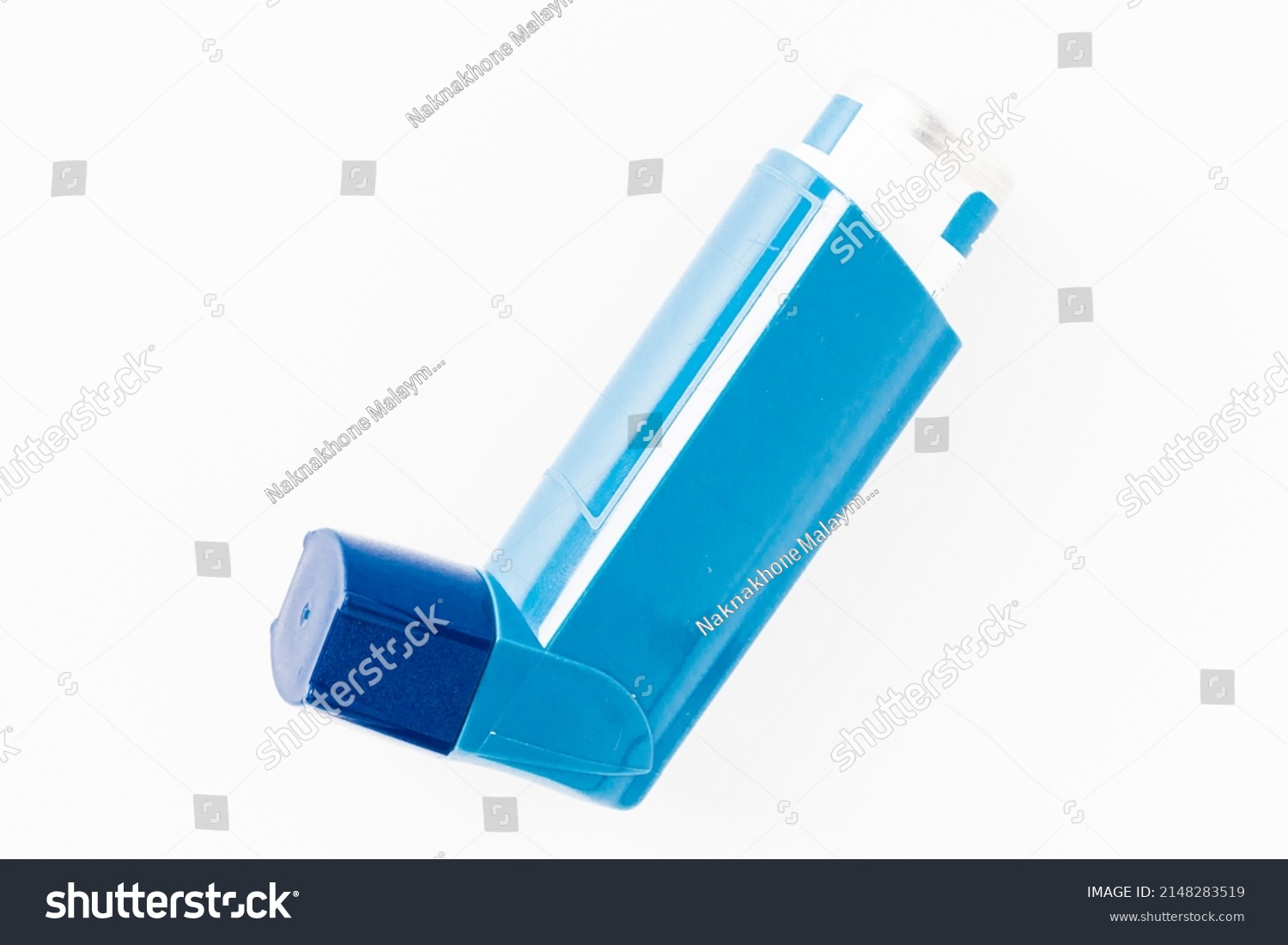 Blue Asthma Inhaler Blank Label Isolated Stock Photo 2148283519 ...