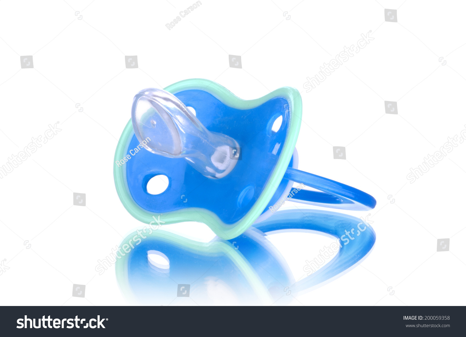 Blue Babys Pacifier Isolated On White Stock Photo (Edit Now) 200059358