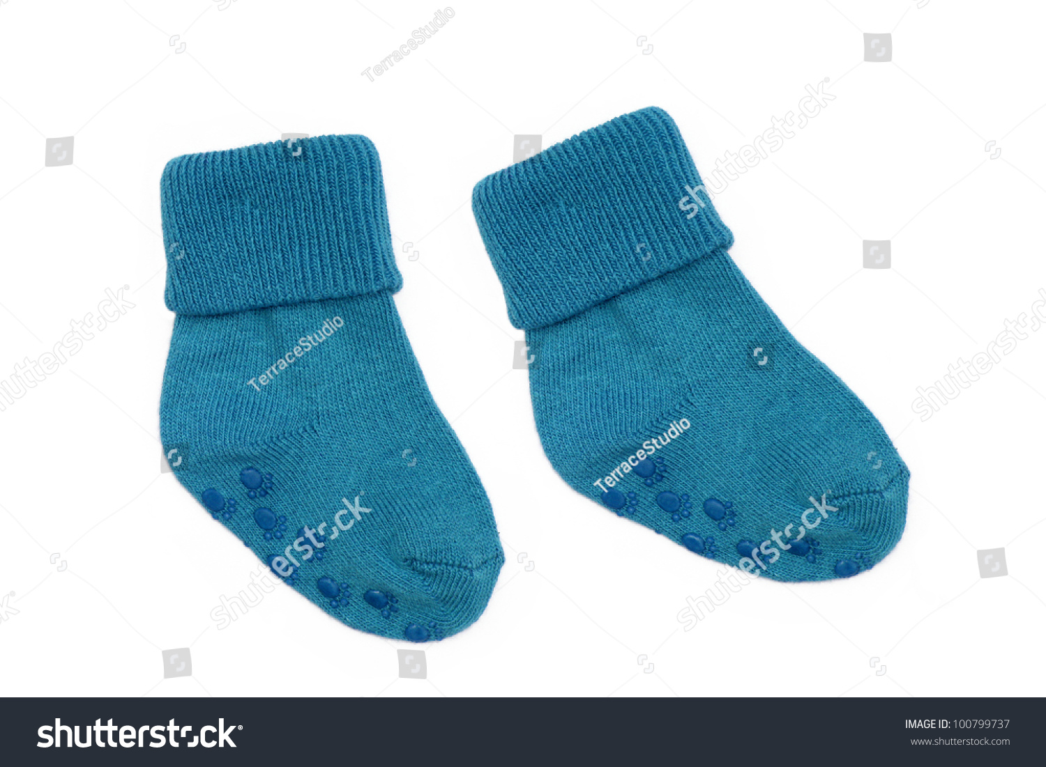 Blue Baby Socks Isolated On White Background Stock Photo 100799737 ...