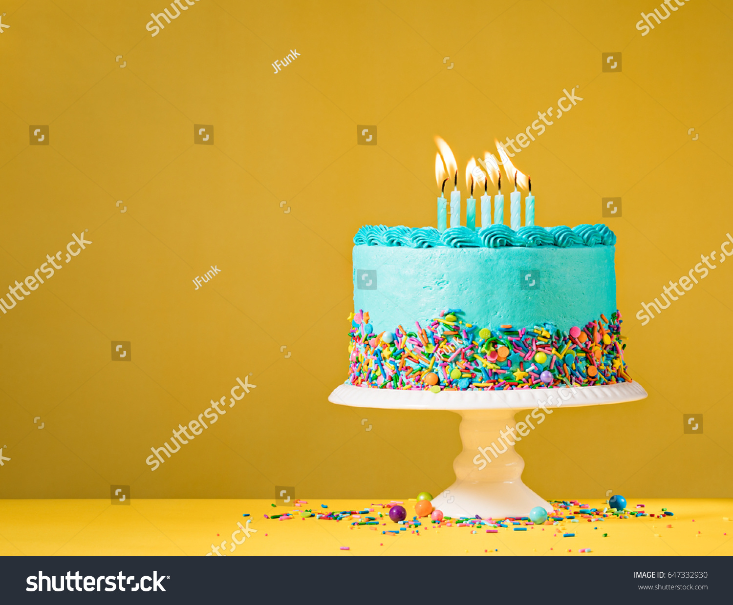 Blue Buttercream Birthday Cake Colorful Sprinkles Stock Photo (Edit Now ...