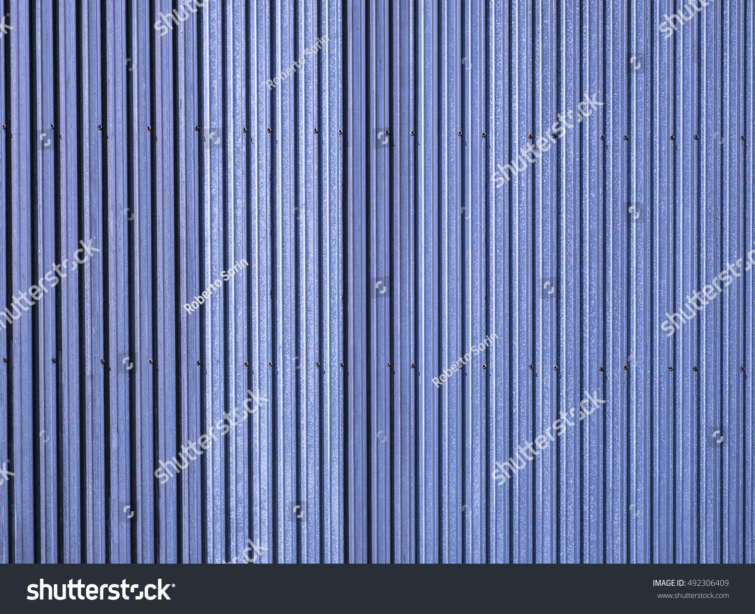 Blue Corrugated Metal Vertically Texture Surface Stock Photo 492306409 ...