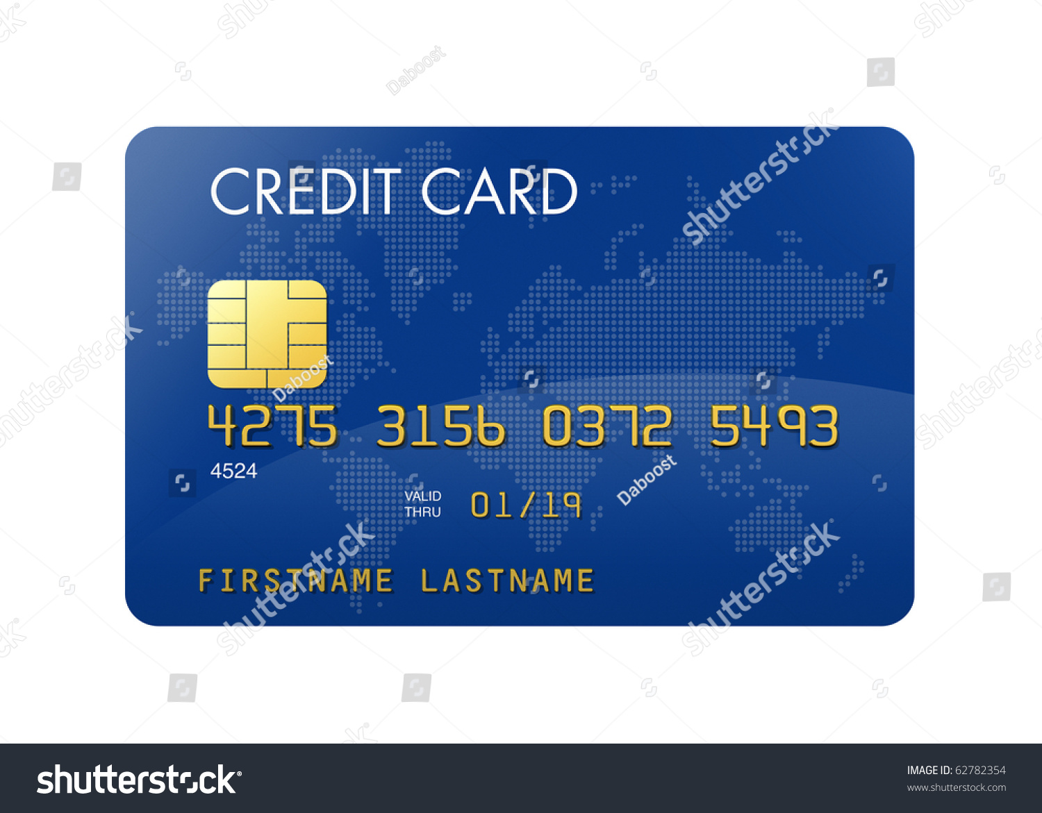 Blue Credit Card With World Map - Isolated On White With Clipping Path ...