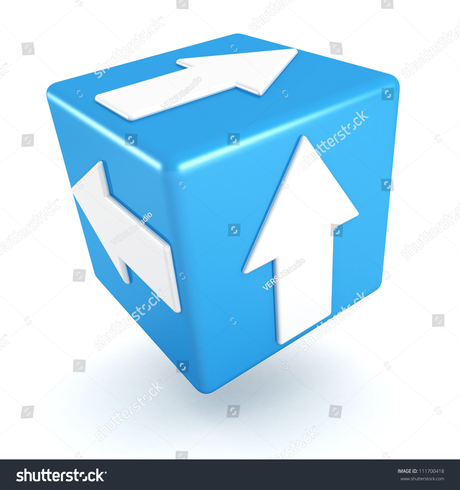 Blue Cube With White Arrows Stock Photo 111700418 : Shutterstock