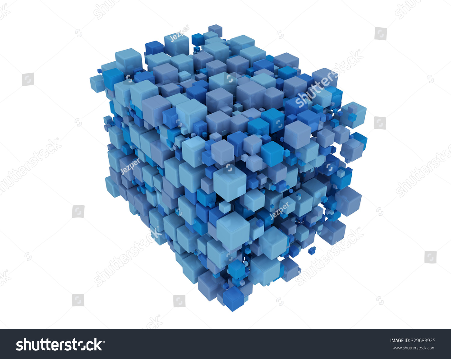 Blue Cubes 3d. Isolated On White Background Stock Photo 329683925 ...