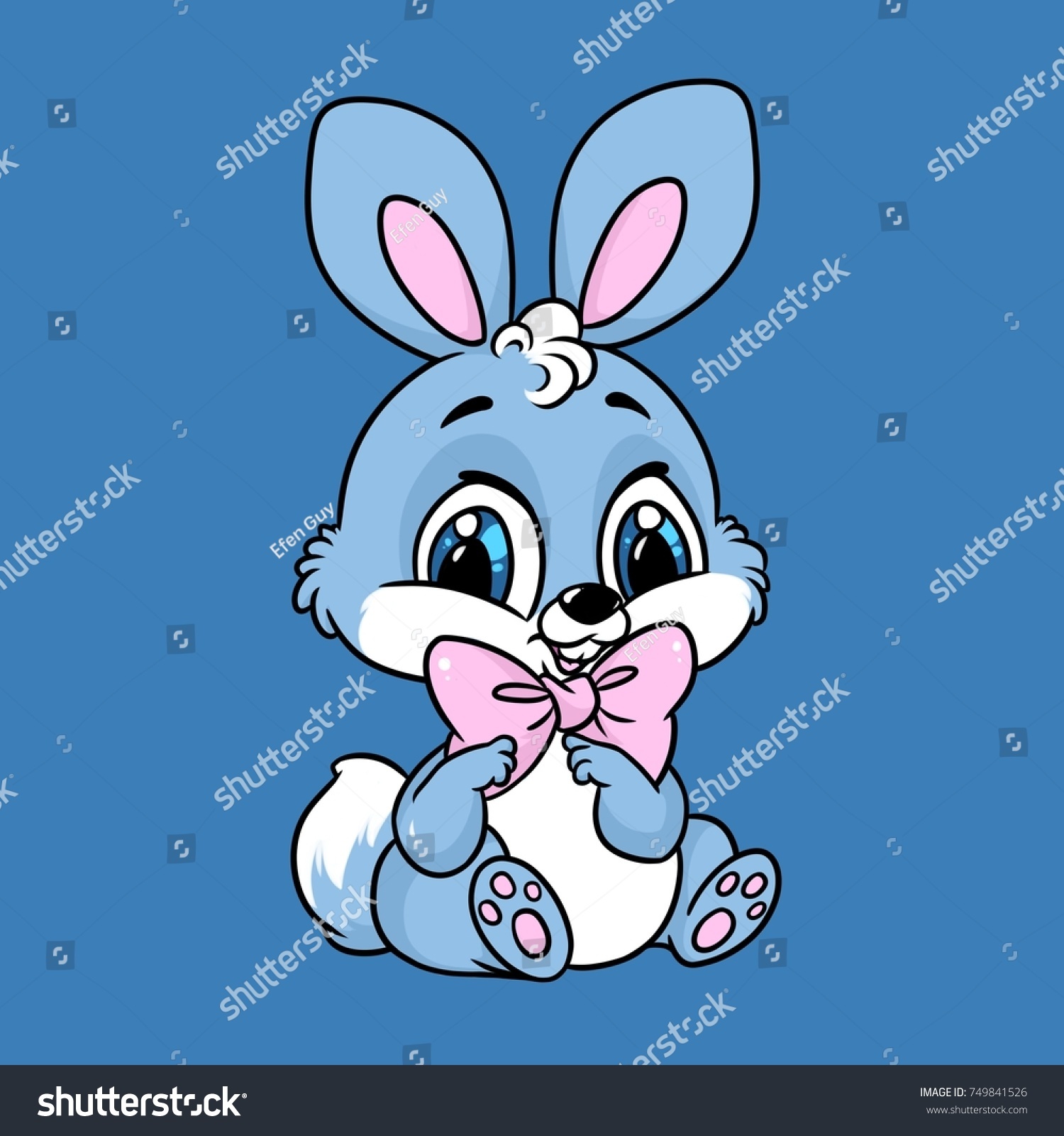 Blue Cute Baby Rabbit Cartoon Illustration Stock Illustration 749841526 ...