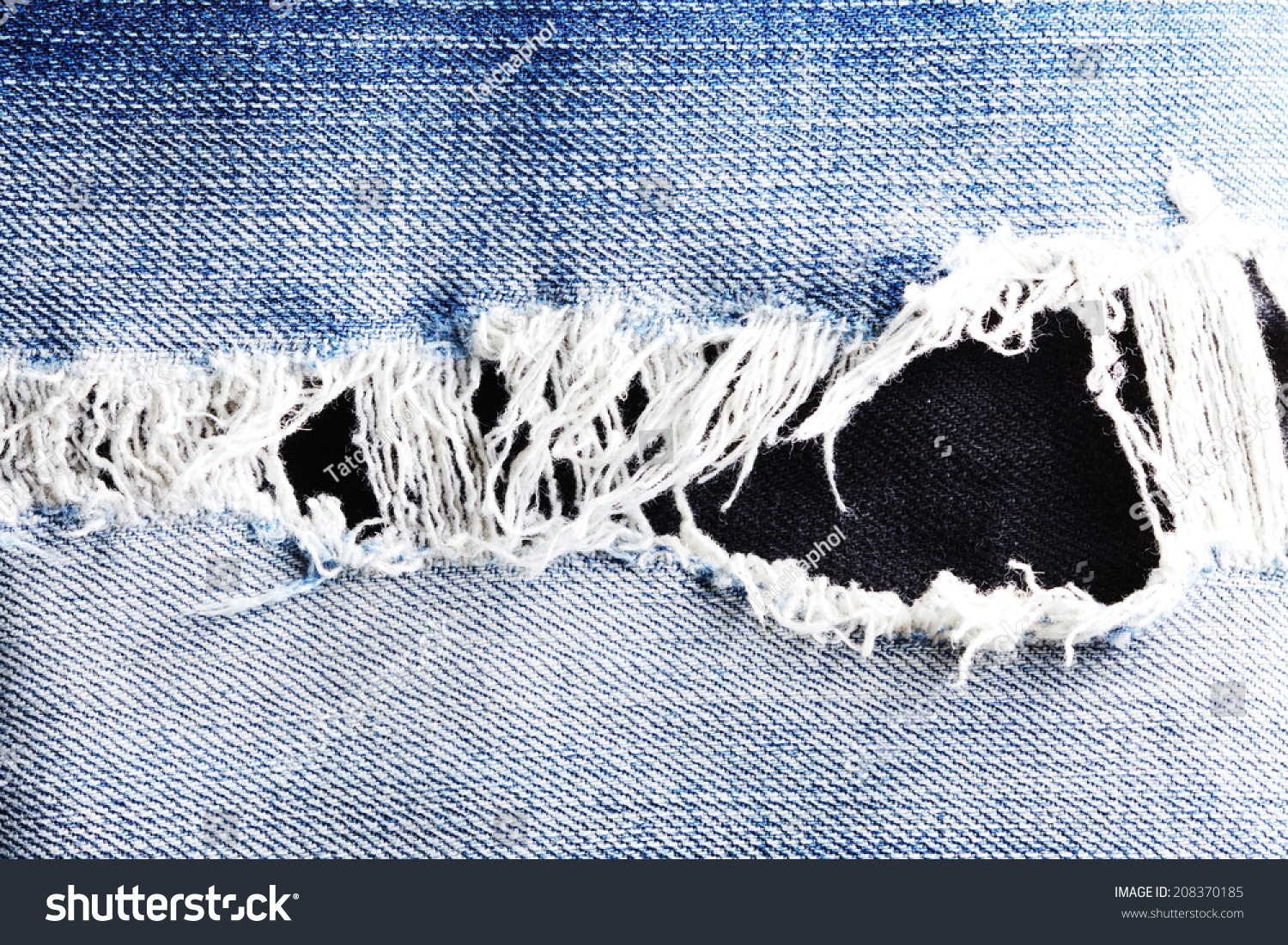 Blue Denim Jeans Tear Present Old Stock Photo 208370185 - Shutterstock