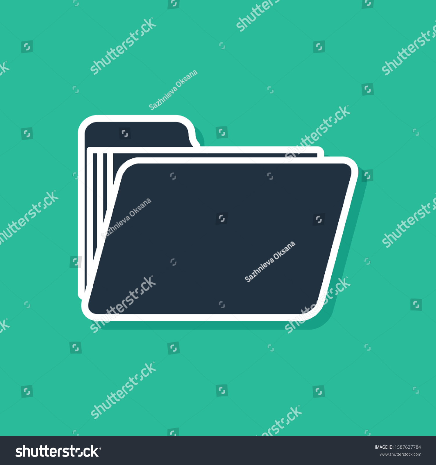 Blue Document Folder Icon Isolated On Stock Illustration 1587627784 ...