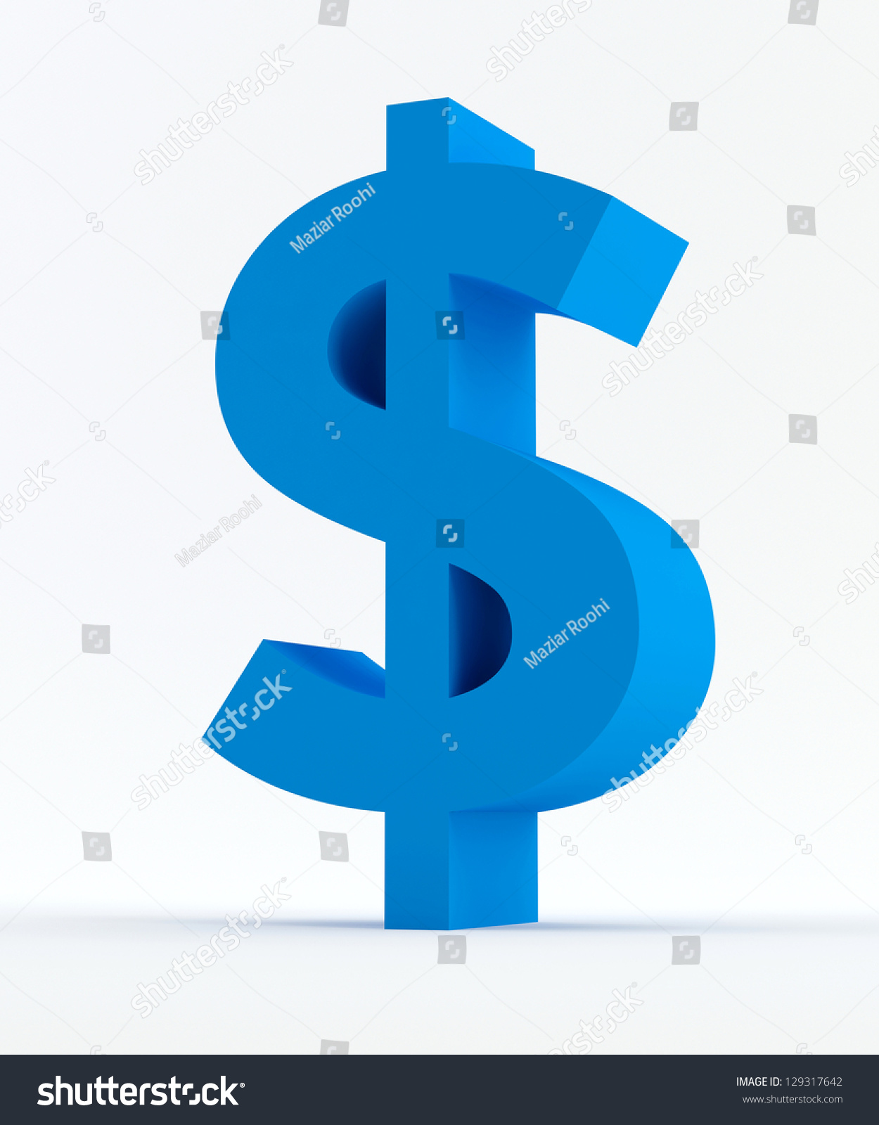 Blue Dollar Sign Isolated Stock Photo 129317642 : Shutterstock