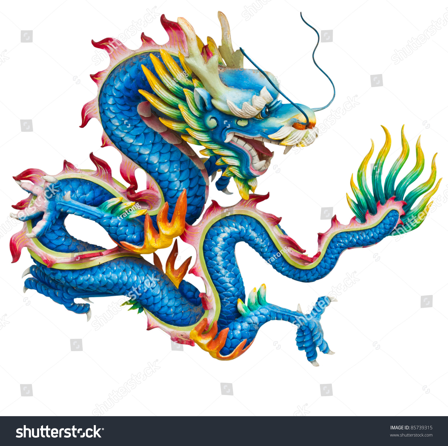 Blue Dragon Isolated On White Background With Clipping Path Stock Photo ...