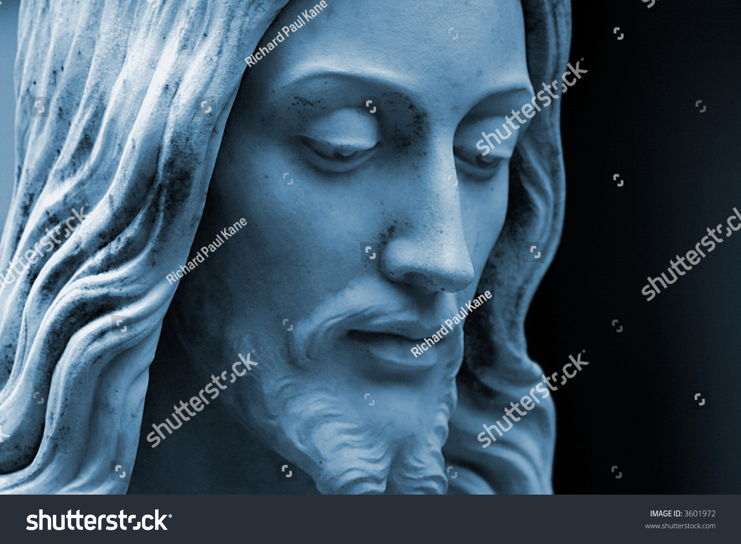 Blue Duotoned Jesus Christ Closeup Statue Stock Photo (Edit Now ...