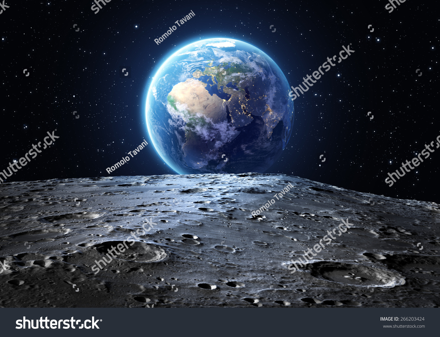 月面から見た青い地球 この画像のエレメントはnasaが提供します のイラスト素材