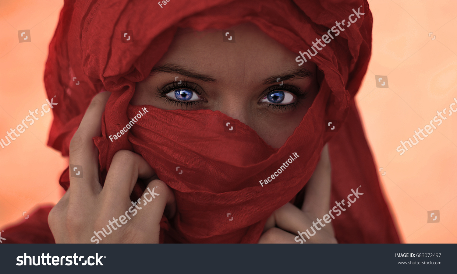 Blue Eyes Arabic Scarf Stock Photo Edit Now 683072497