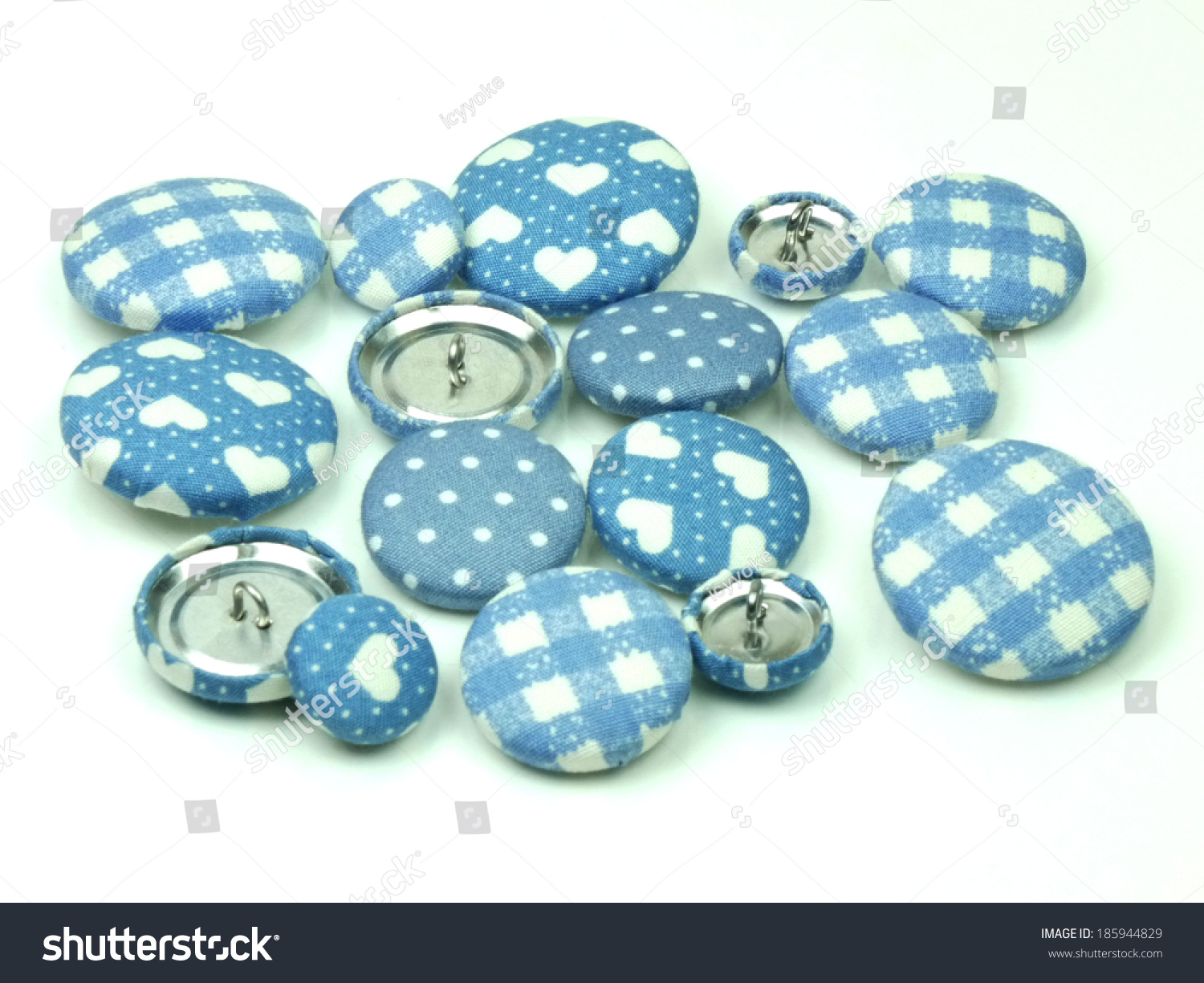 blue fabric buttons