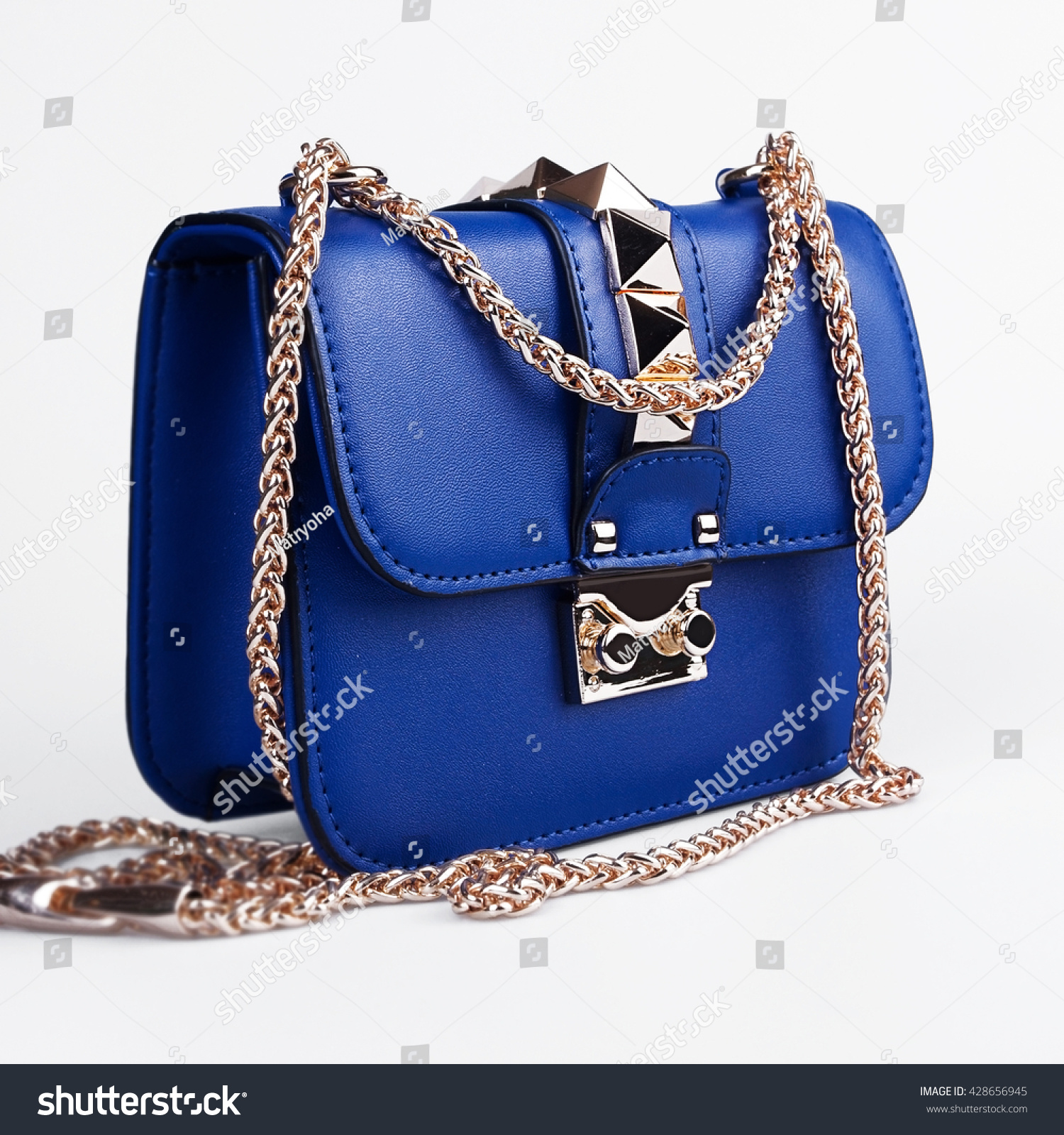 Blue Female Bag On A White Background Stock Photo 428656945 : Shutterstock