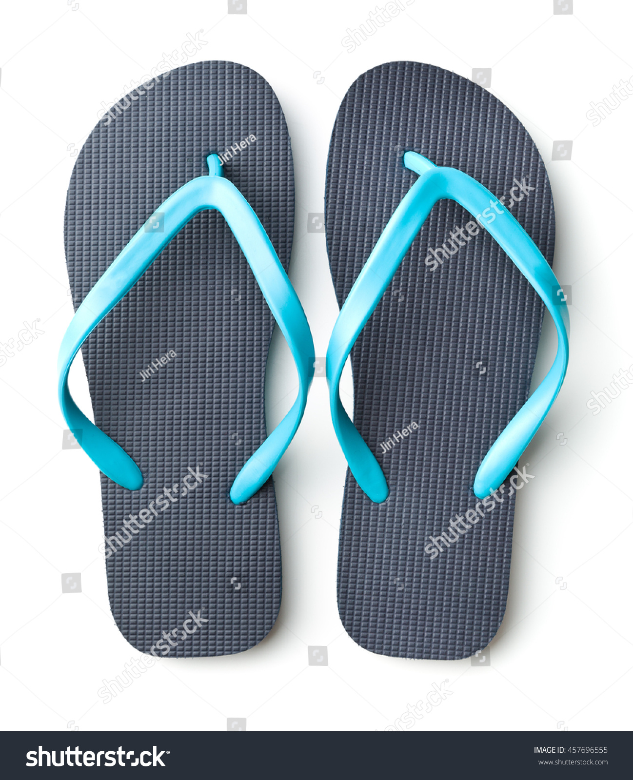 Blue Flip Flops Isolated On White Stock Photo (Edit Now) 457696555