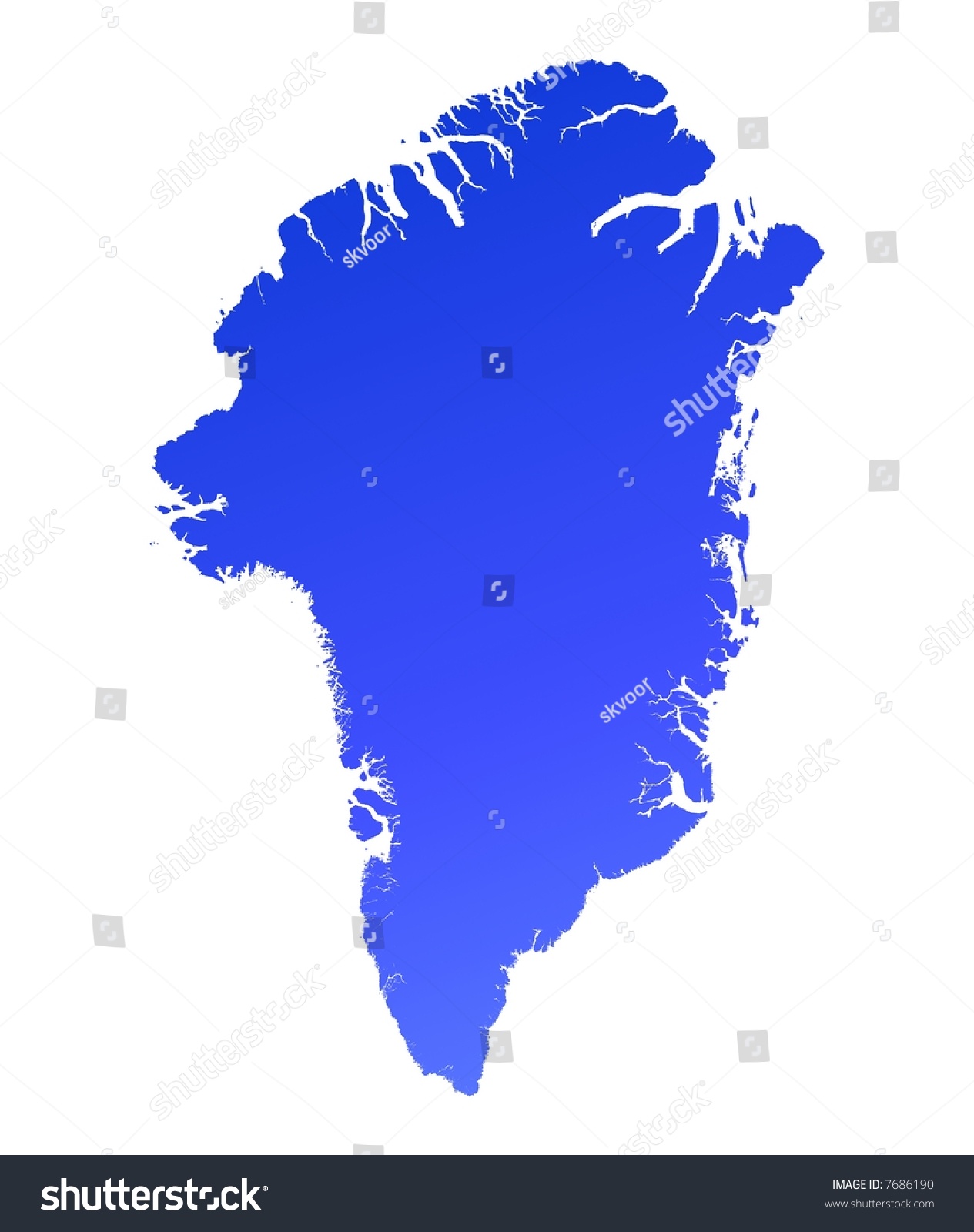 Blue Gradient Greenland Map. Detailed, Mercator Projection. Stock Photo ...