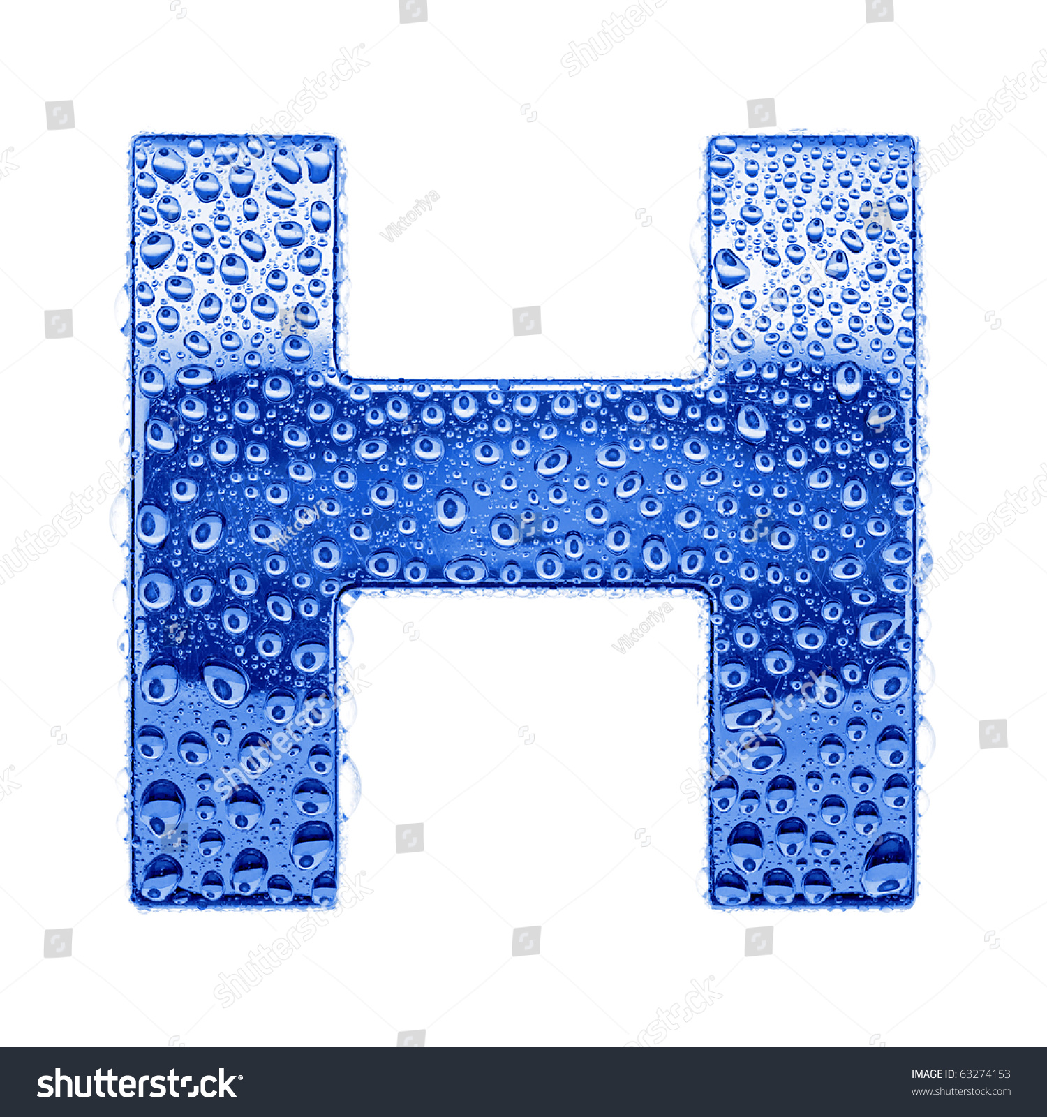 Blue Ice Alphabet Symbol - Letter H. Water Splashes And Drops On Glossy ...