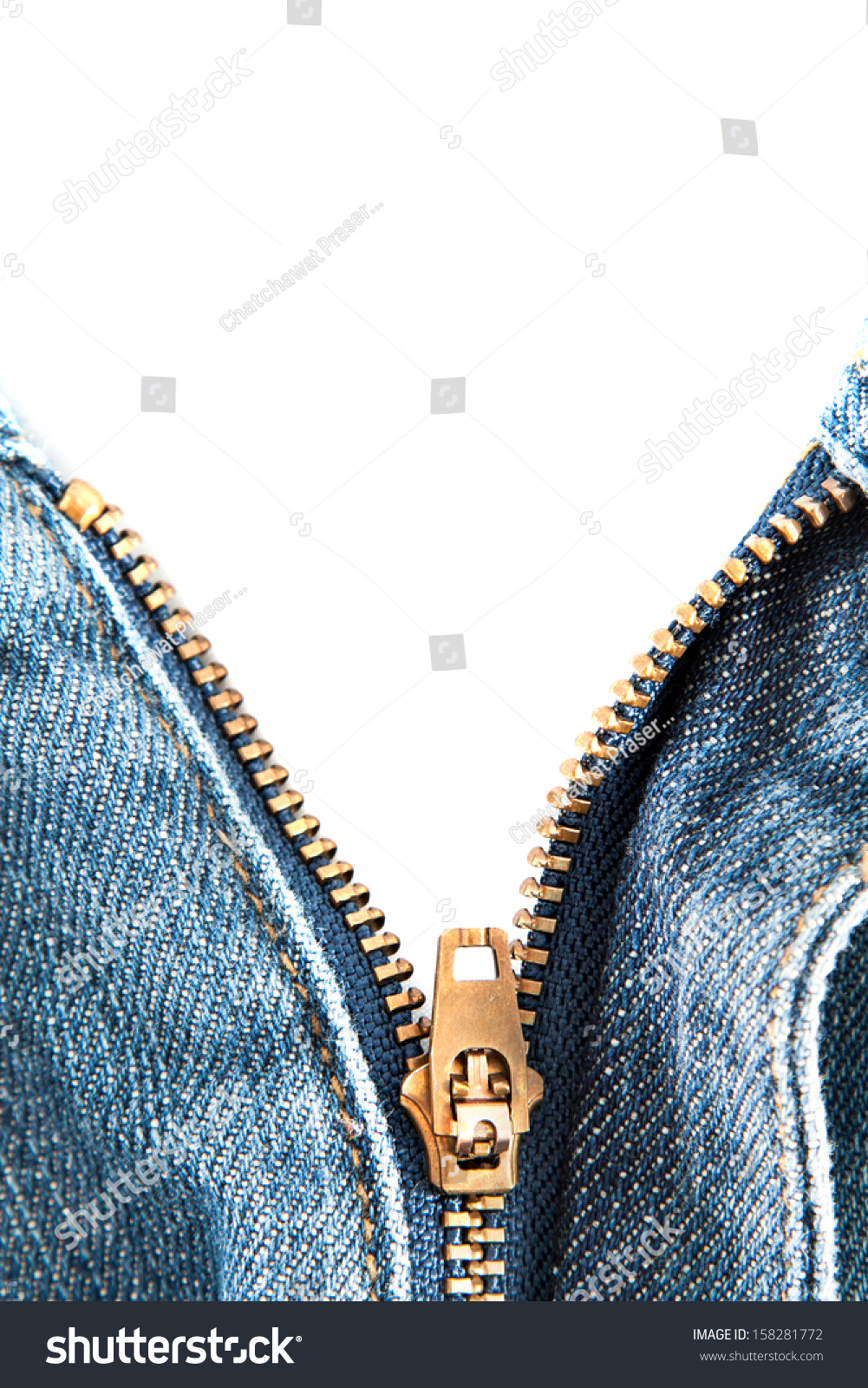 Blue Jeans Open Zipper Stock Photo 158281772 - Shutterstock