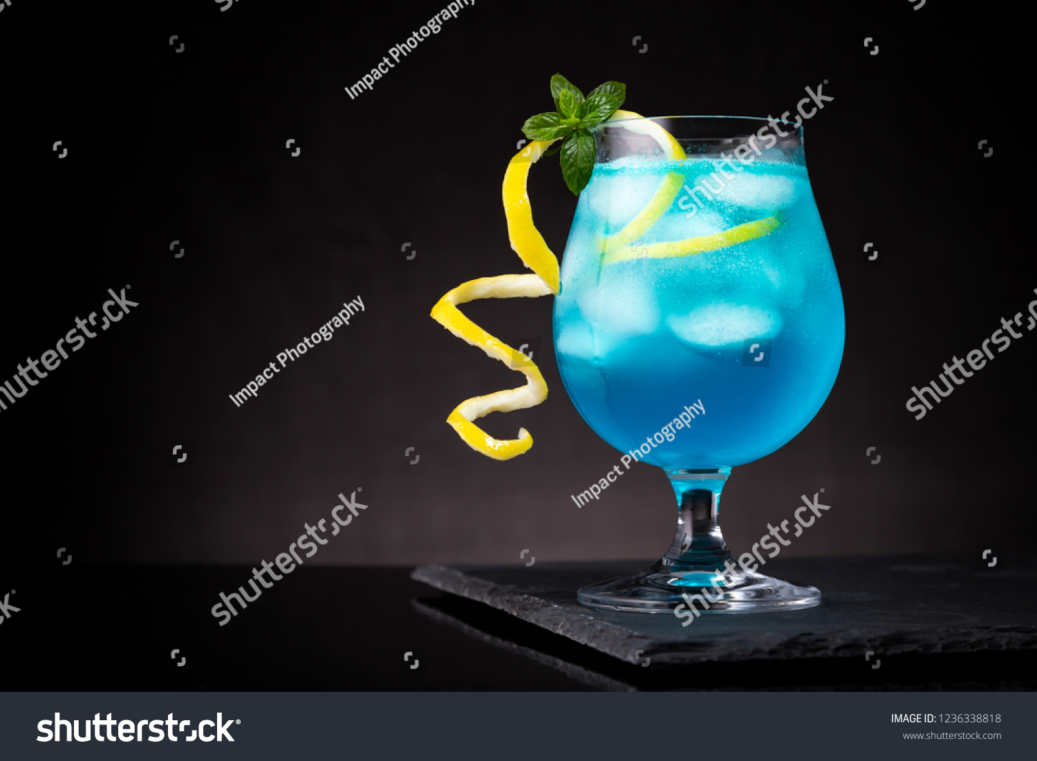 Blue Lagoon Cocktail Blue Curacao Liqueur Stock Photo Edit Now