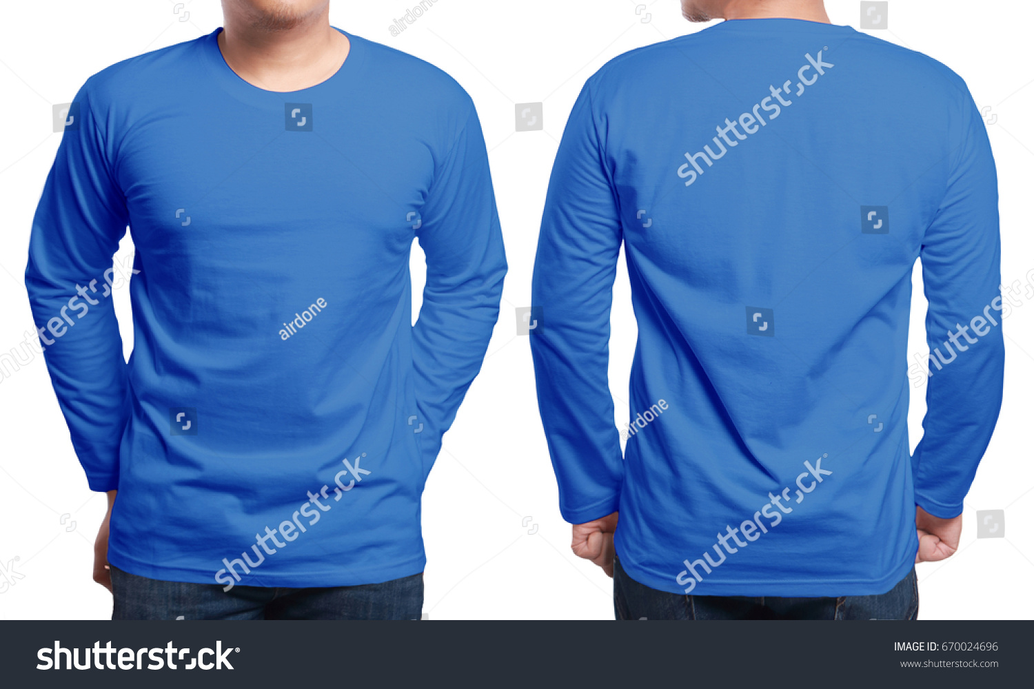 Blue Long Sleeved Tshirt Mock Up Stock Photo 670024696 - Shutterstock