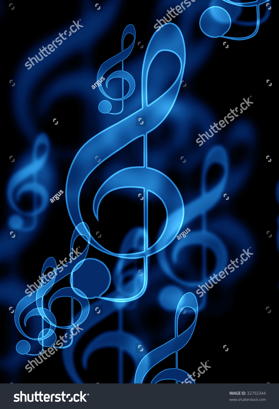 Blue Music Notes On Black Background Stock Illustration 32792344 ...