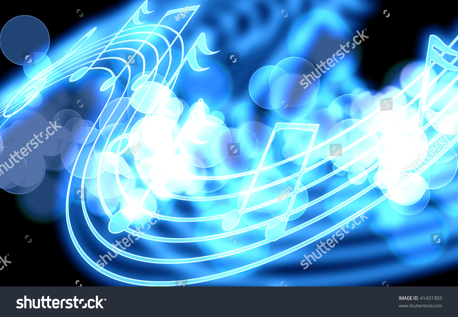 Blue Music Notes On A Black Background Stock Photo 41431903 : Shutterstock