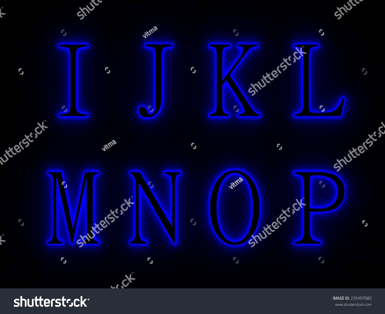 Blue Neon Signs Letters Alphabet Stock Illustration 235497082 ...