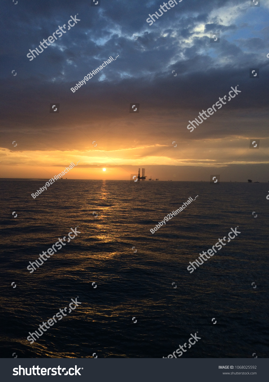 Blue Ocean Blue Sky Beautiful Clouds Nature Stock Image 1068025592