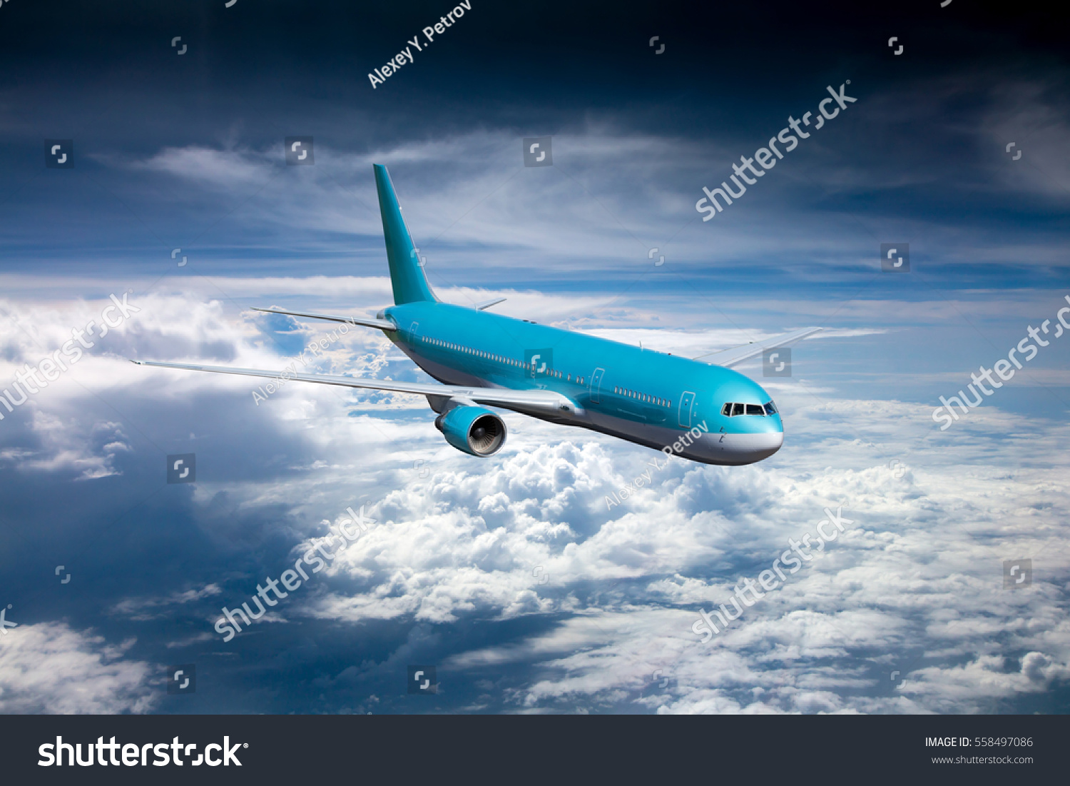 Blue Passenger Jet Plane Sky Aircraft Stock Photo (Edit Now) 558497086