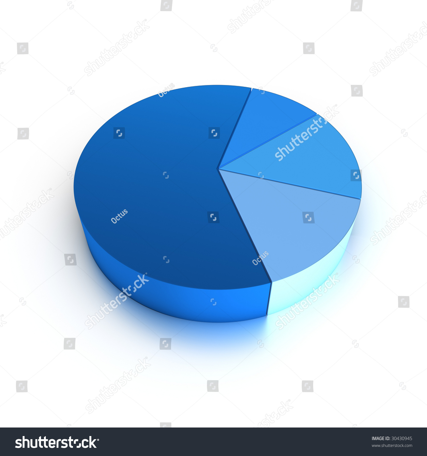 Blue Pie Chart Isolated On White. Stock Photo 30430945 : Shutterstock