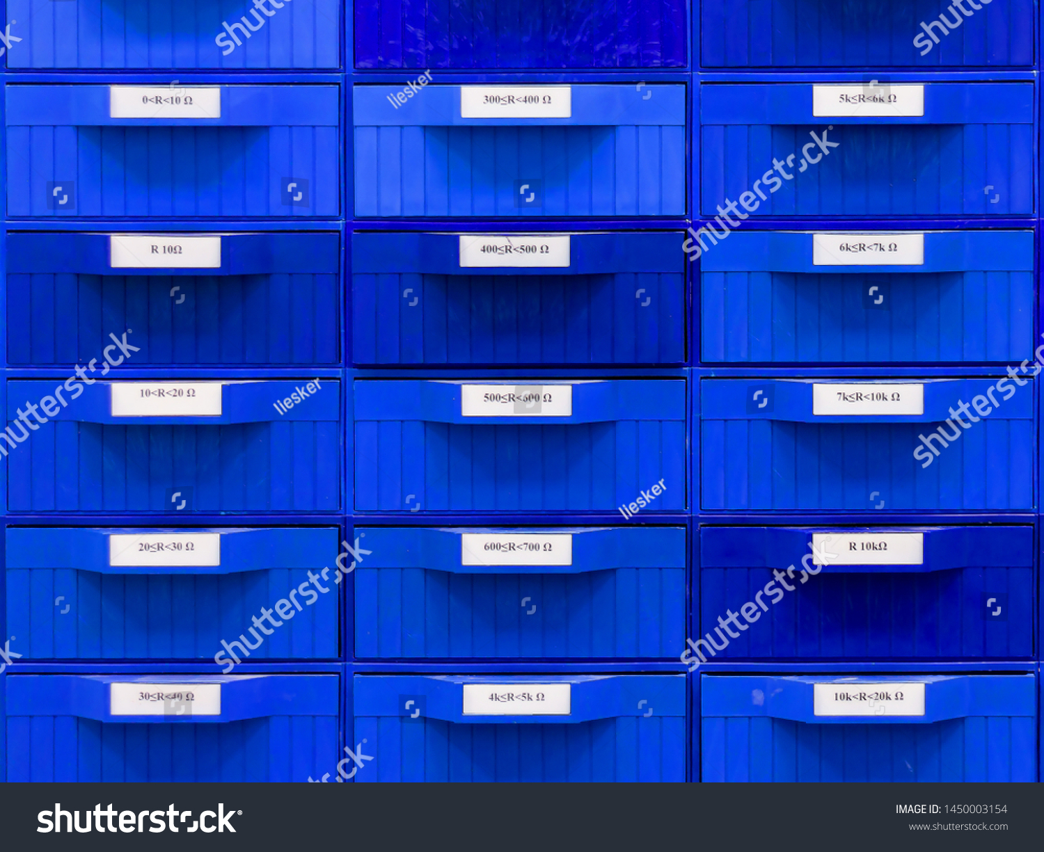 Blue Plastic Cabinet Organizer Labeled Drawers Stock Photo Edit