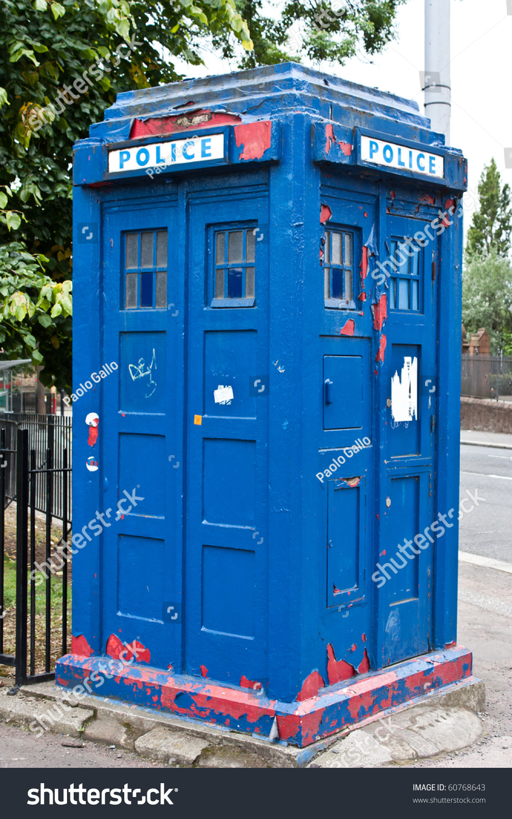 Blue Police Box In Glasgow, Industrial Area Stock Photo 60768643 ...