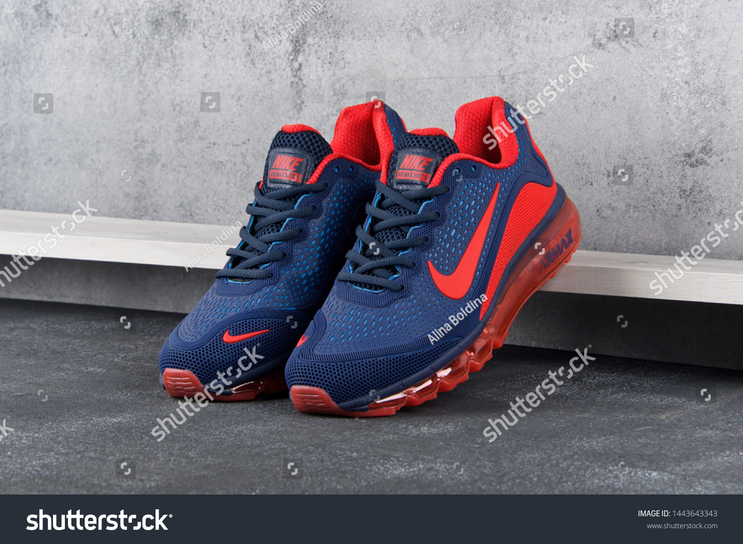 blue red nike shoes