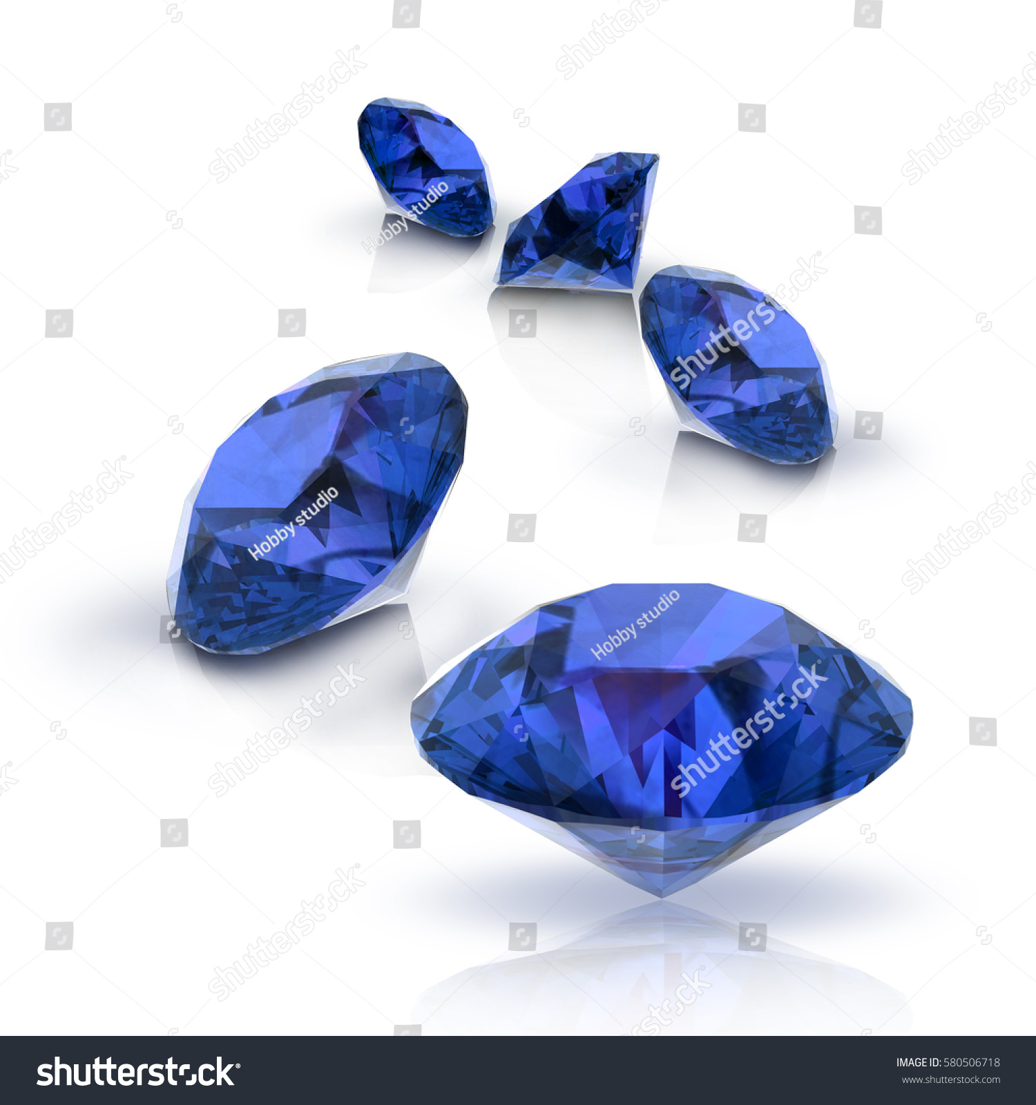 Blue Sapphire Gems On White Backgroundhigh: ภาพประกอบสต็อก 580506718 ...