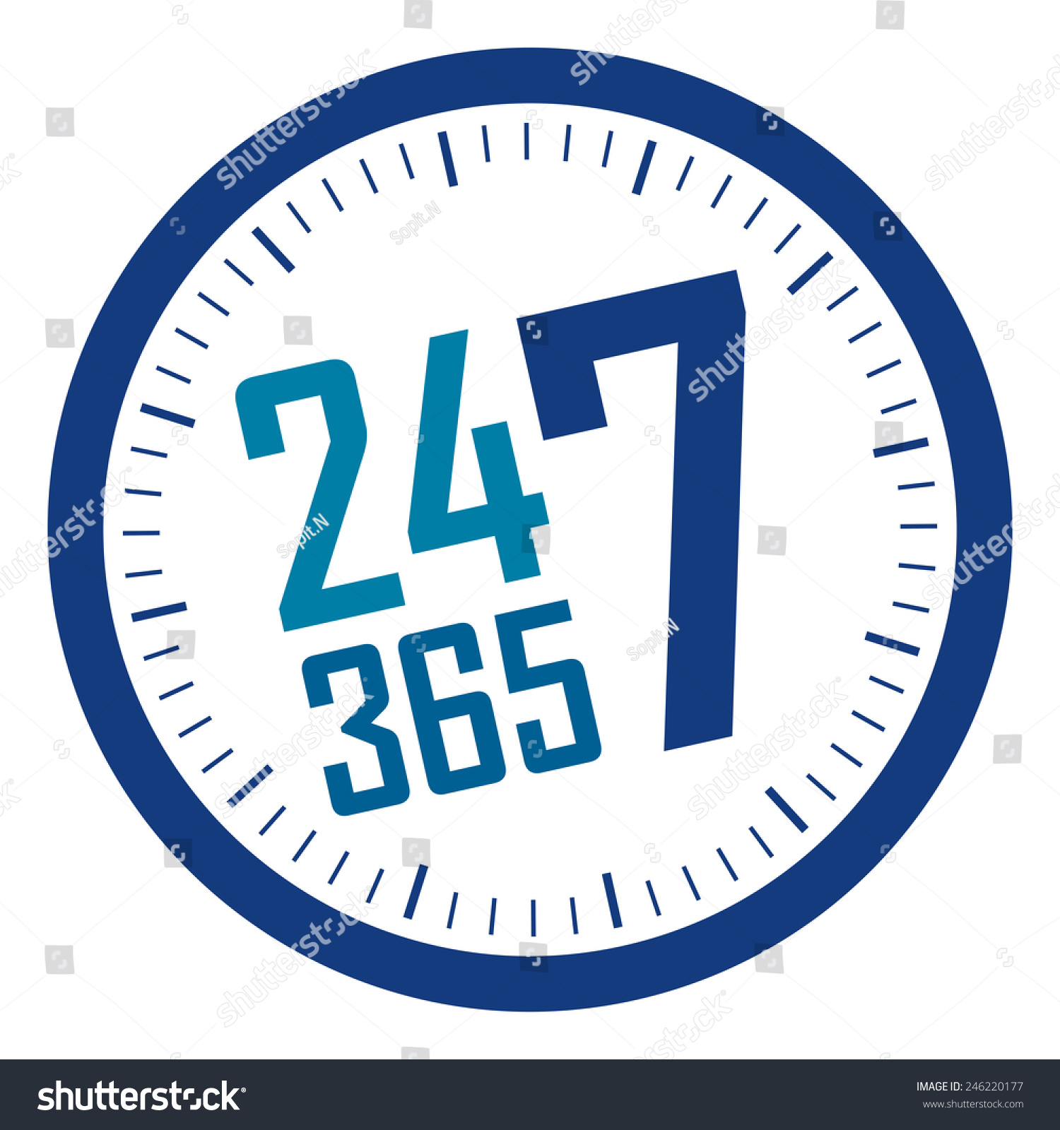 Blue 24 7 365 Service Available Stock Illustration