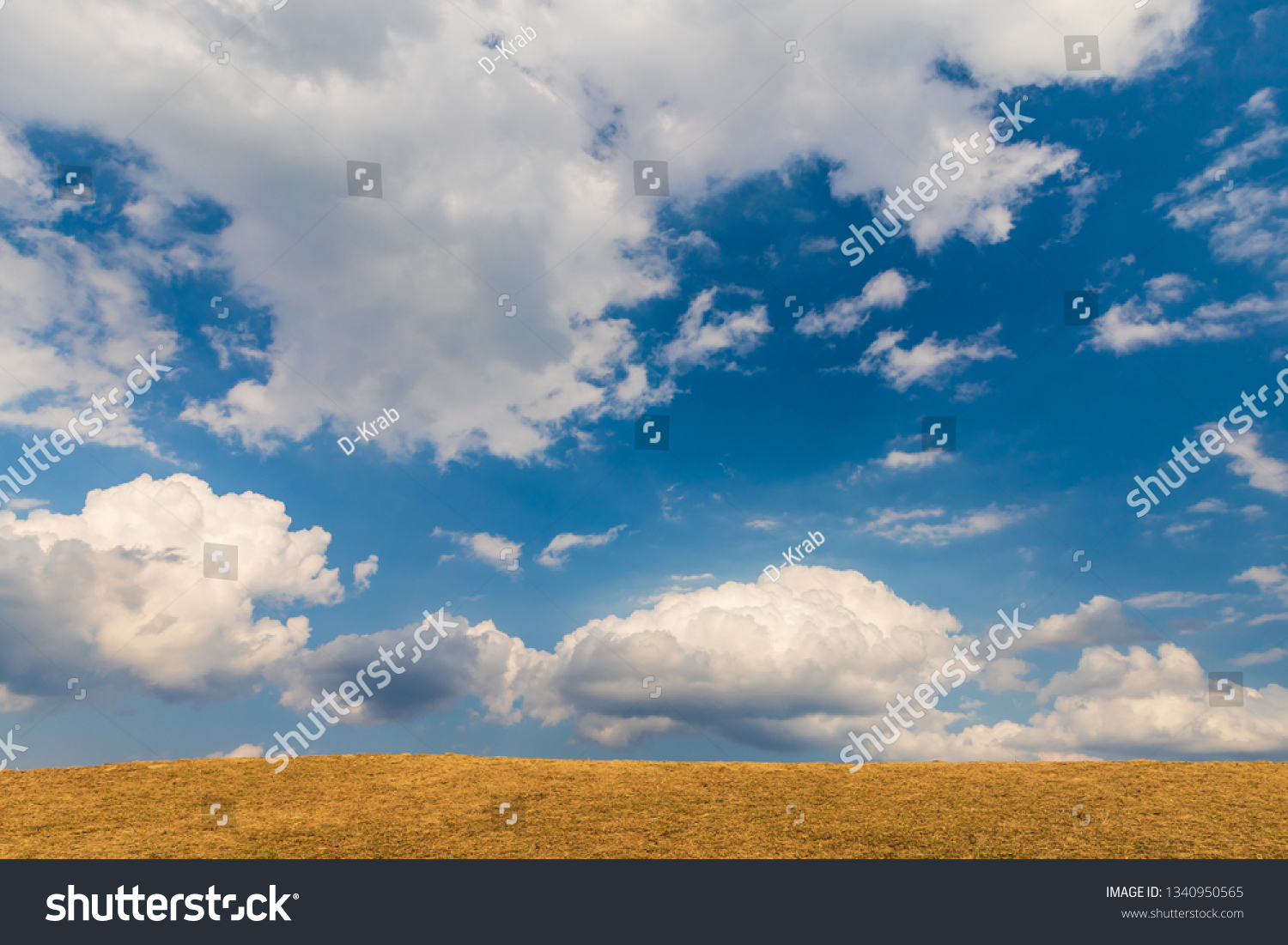 Blue Sky Dry Grass Field On Stock Photo (Edit Now) 1340950565