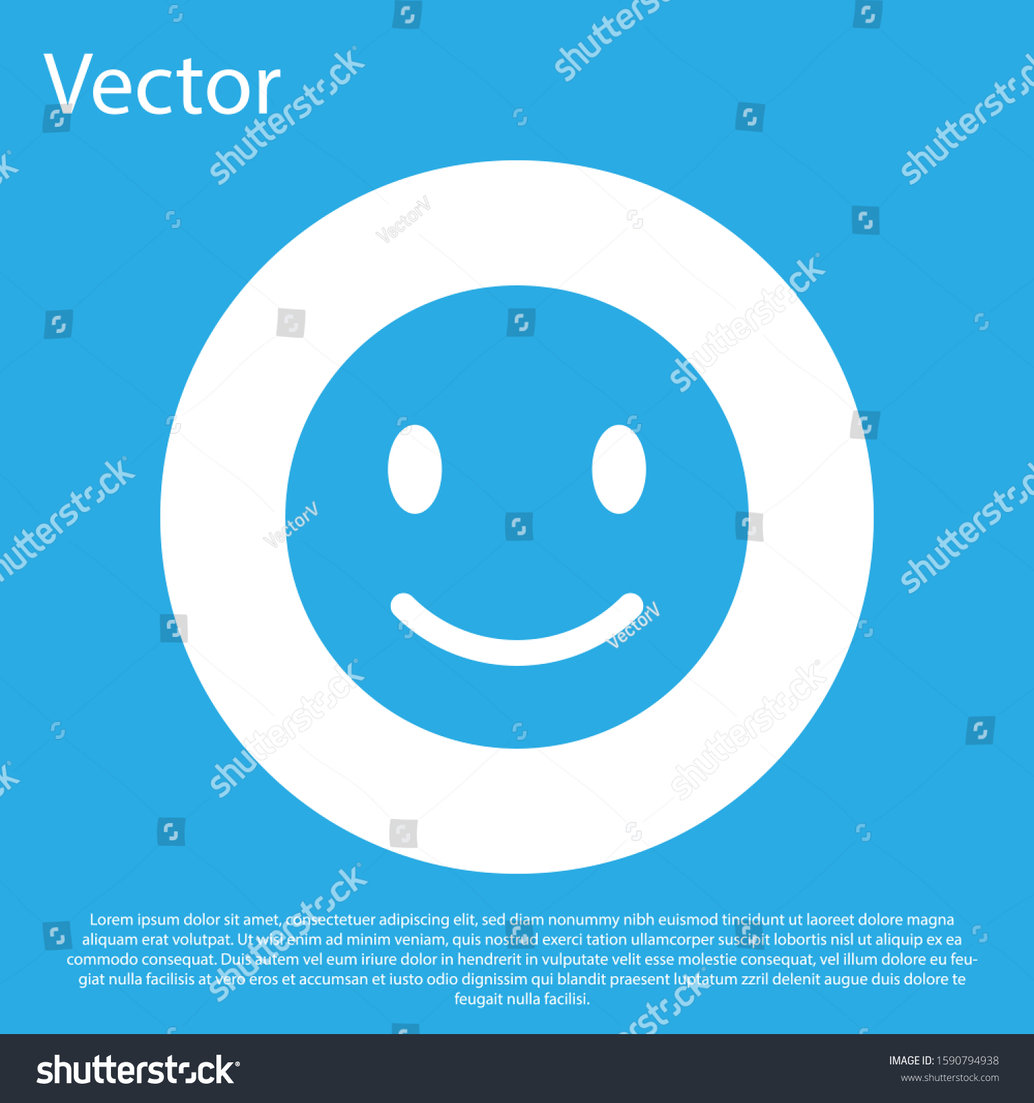 Smile Icon Isolated White On Blue Stock Vector Royalty Free Shutterstock