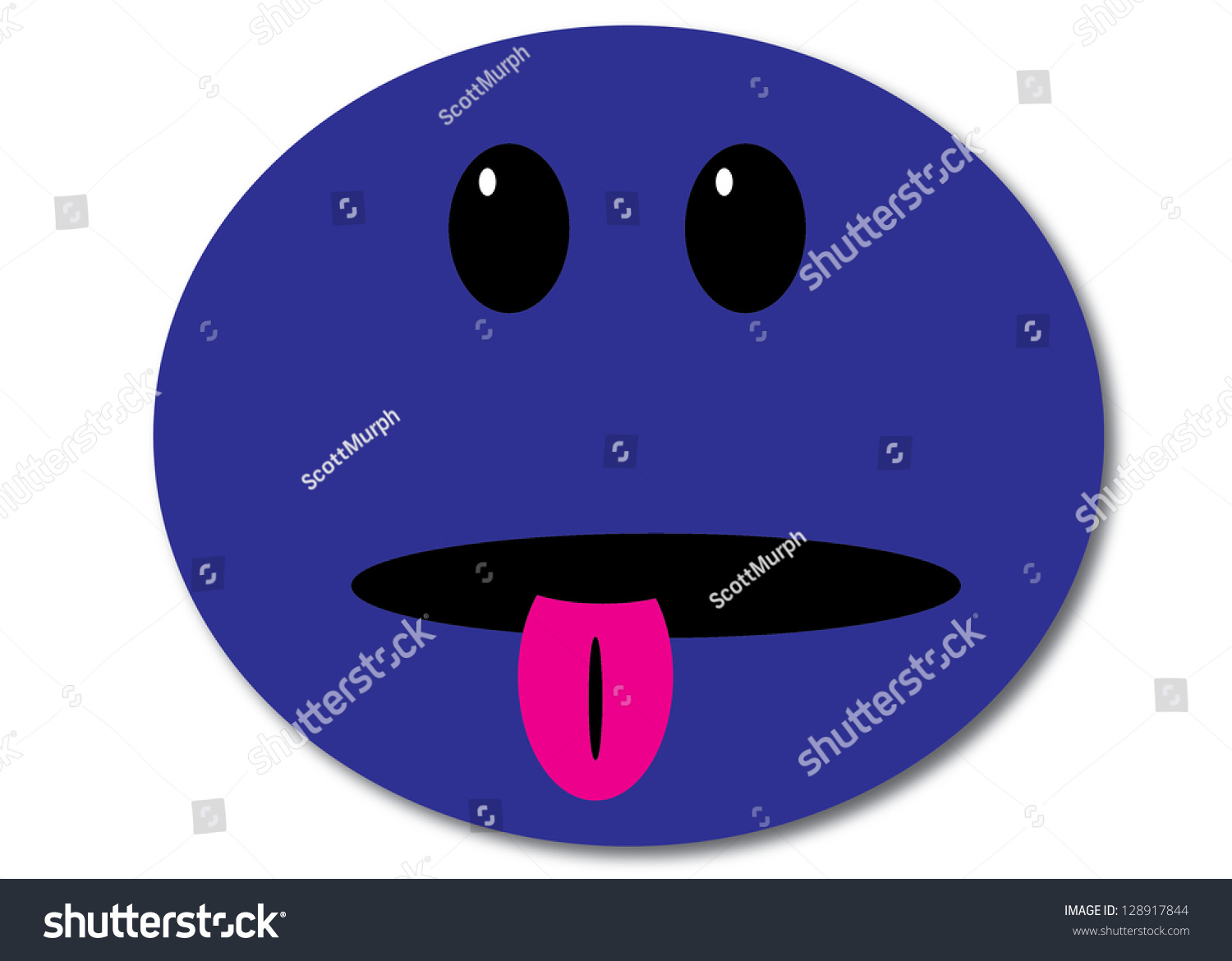 Blue Smiley Face Tongue Sticking Out Stock Illustration 128917844