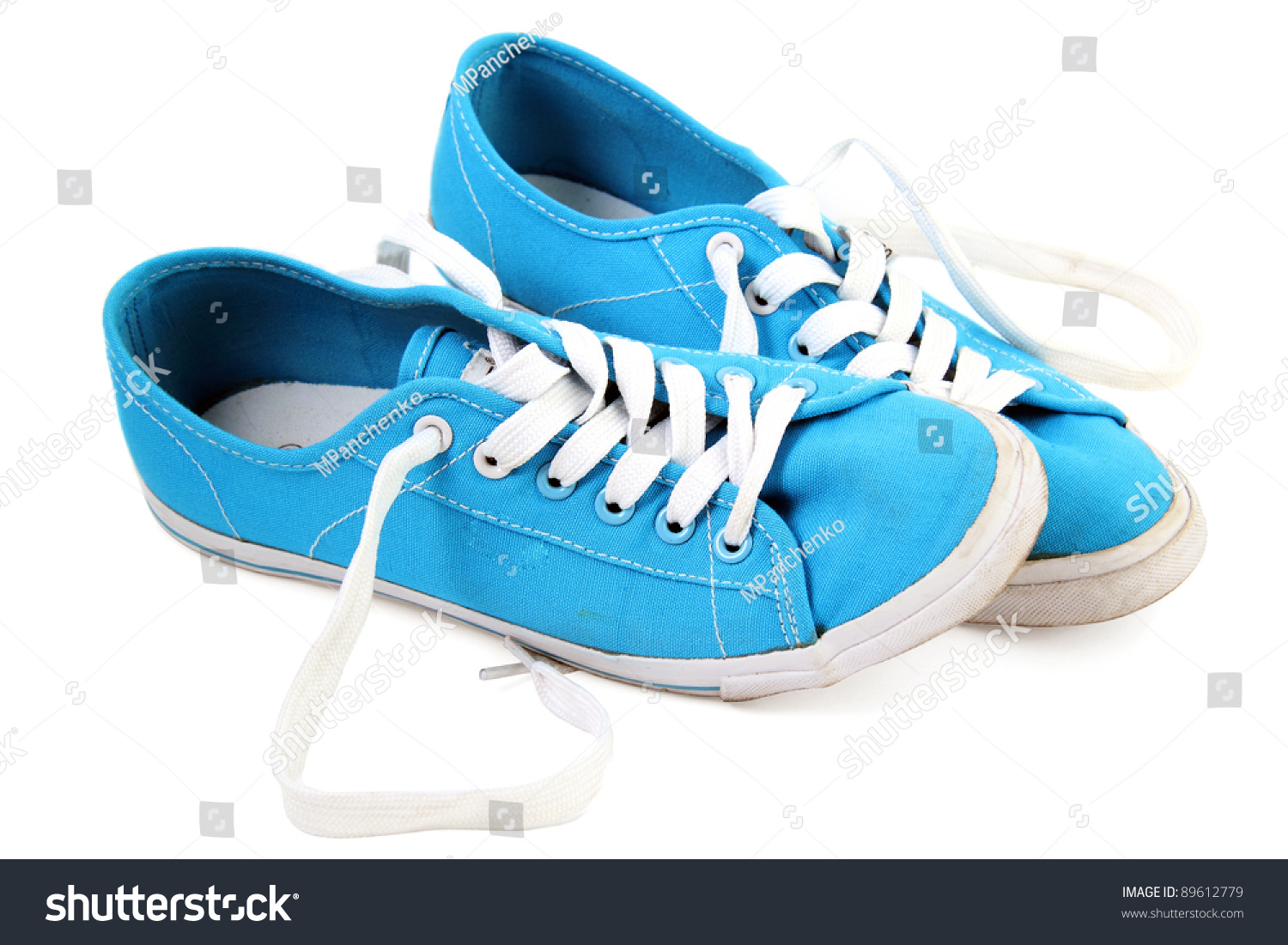 Blue Sneaker On A White Background Stock Photo 89612779 : Shutterstock