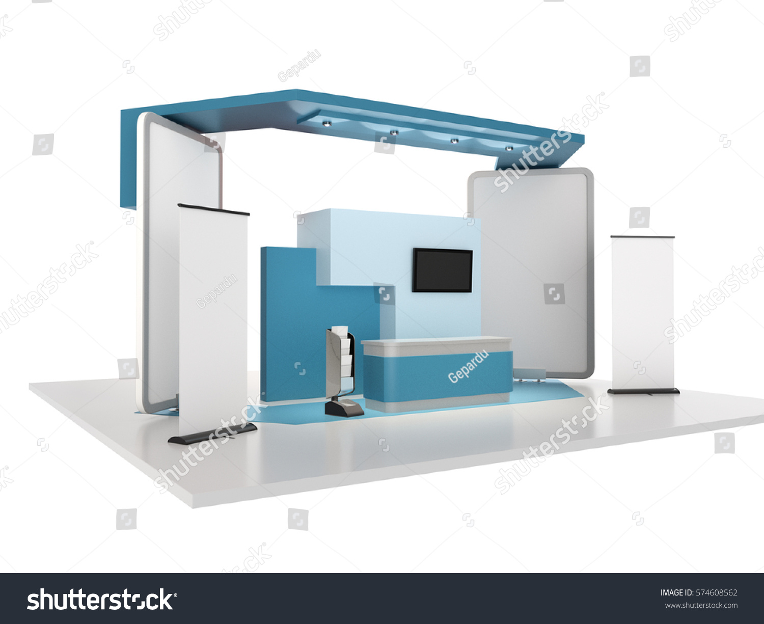 Download Blue Stand Booth Mockup Template 3d Stock Illustration 574608562 PSD Mockup Templates