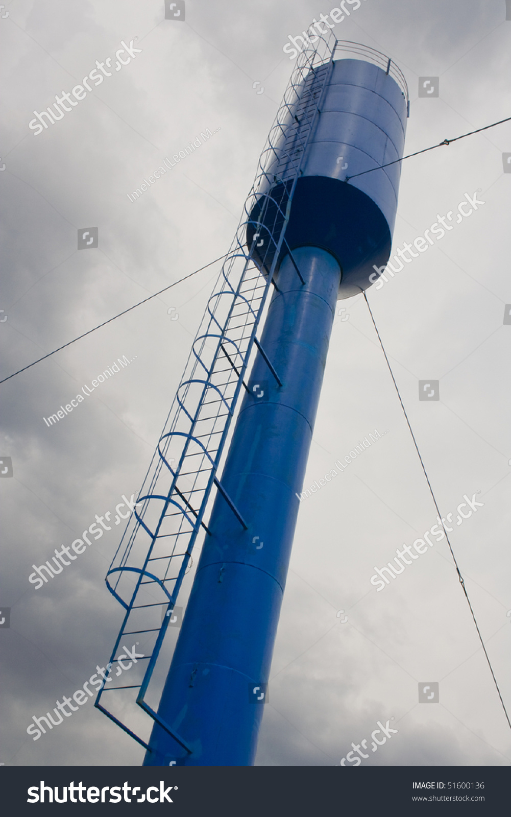 Blue Water Tower On Cloudy Sky Stock Photo (edit Now) 51600136