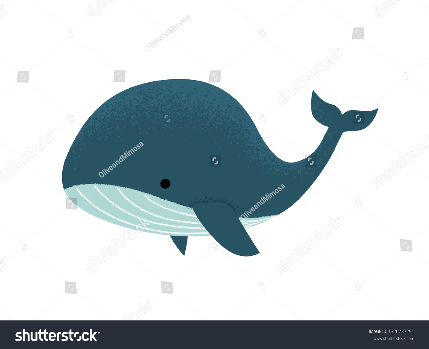 Blue Whale Cute Whale Illustration White Stock Illustration 1326737291