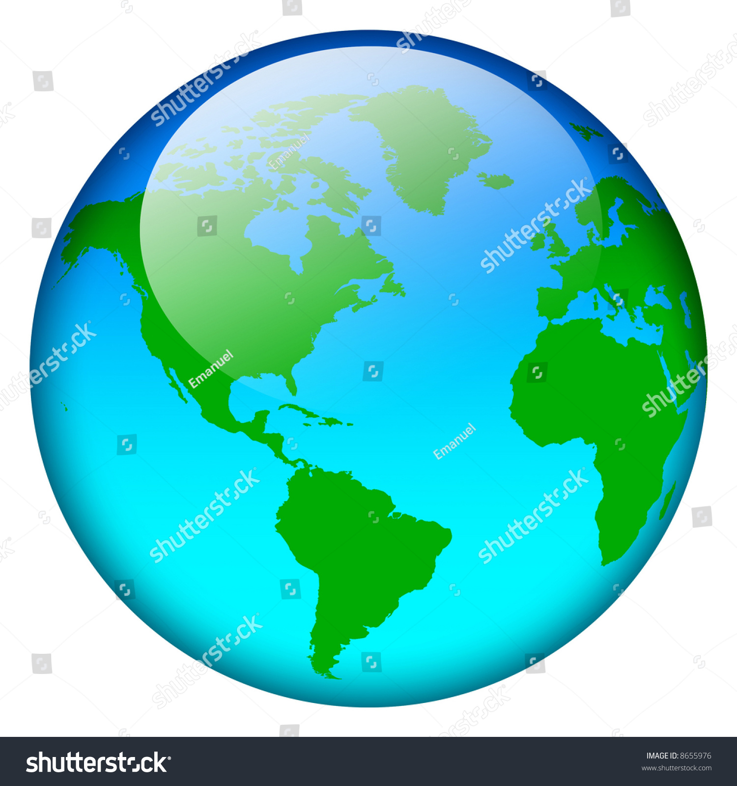 Blue World Map Globe Stock Illustration 8655976