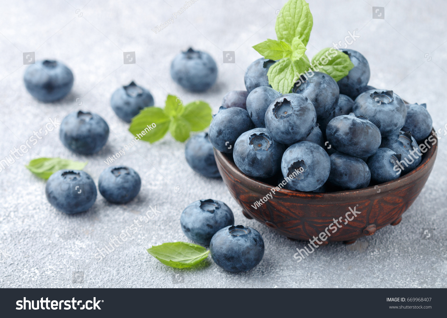 Blueberries Fresh Organic Berries Clay Bowl Stock Photo Edit Now 669968407