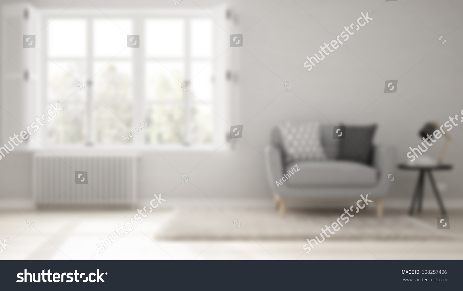 Blur Background Interior Design Minimalist Living Stock
