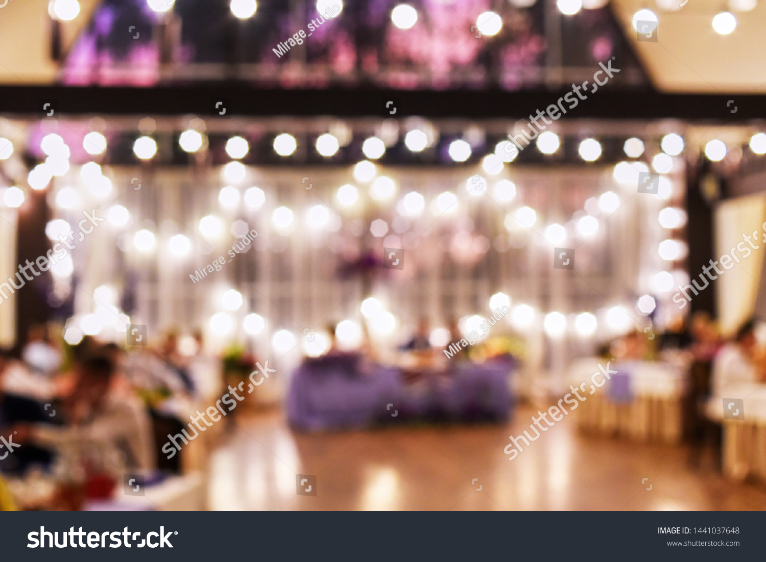 Blured Background Wedding Reception Restaurant Bulb Stock Photo