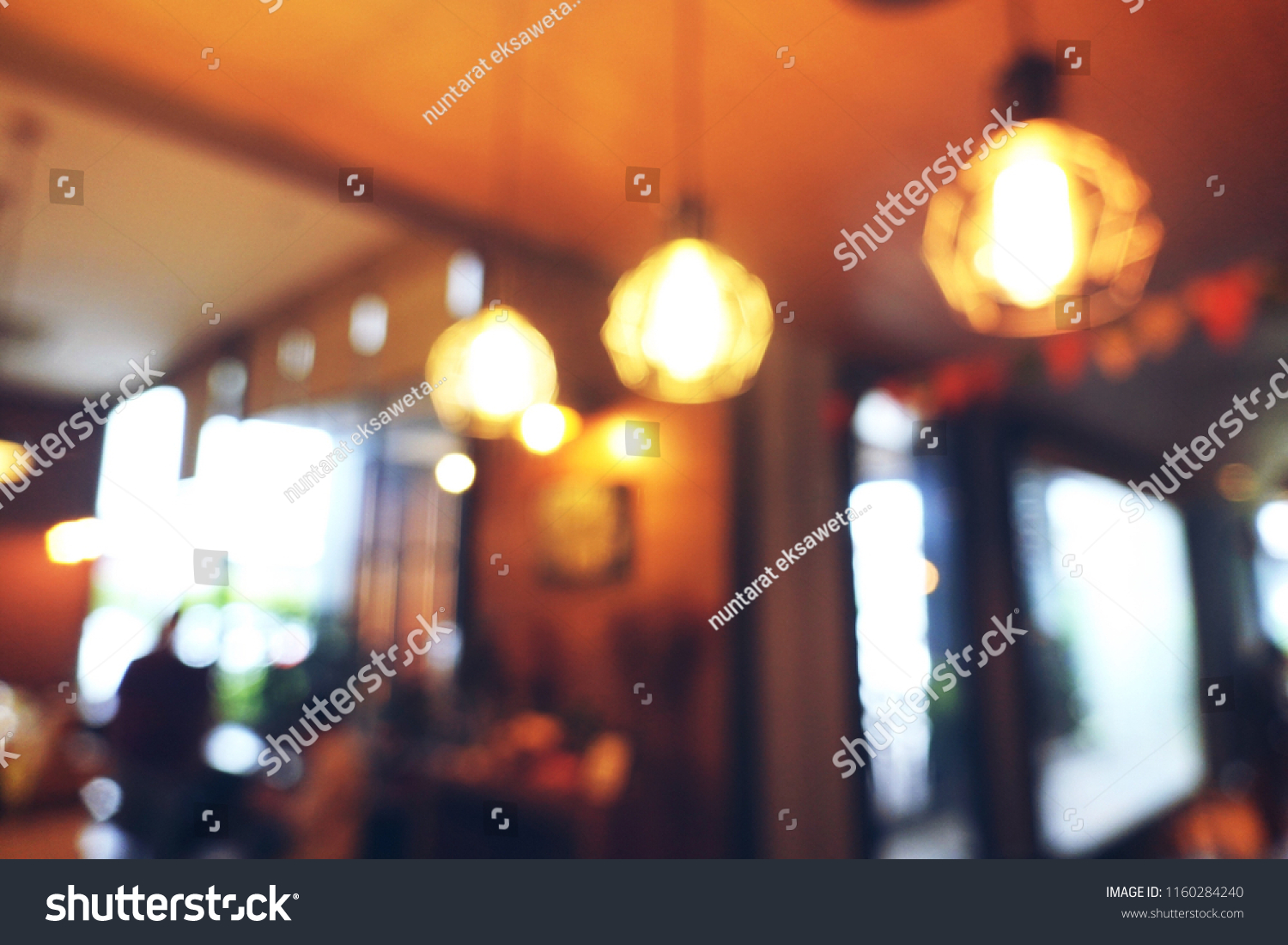 Blurred Background Cafe Interior Decoration Design Stock