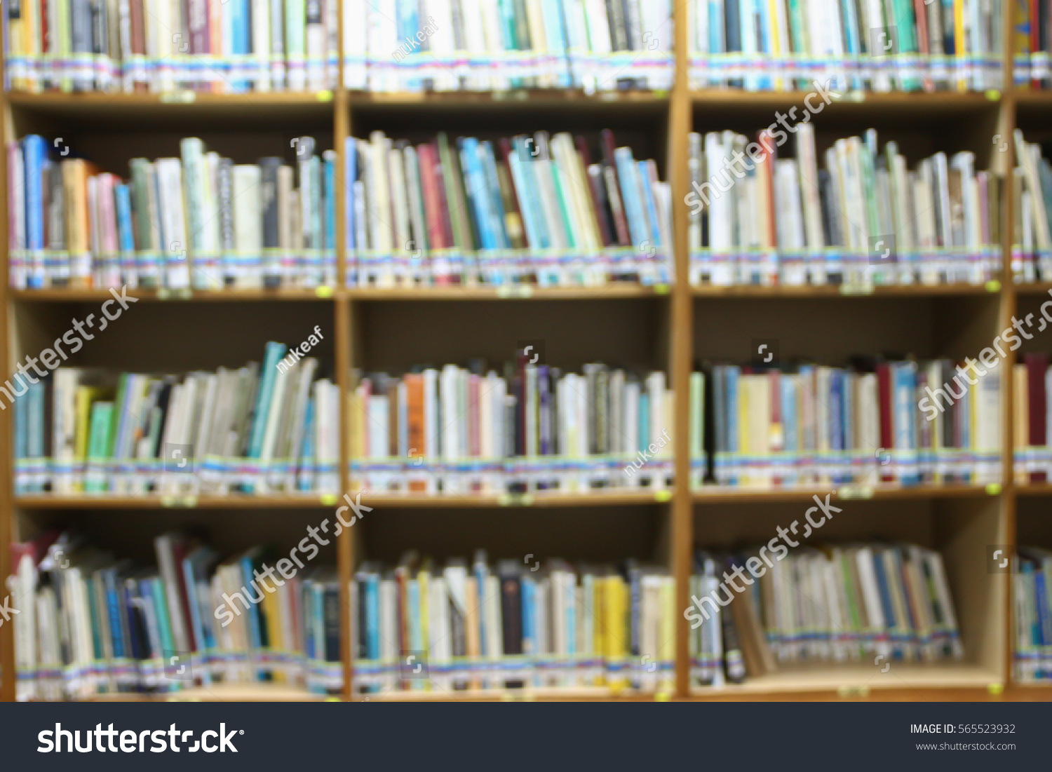Blurred Background Library Interior Stock Photo 565523932