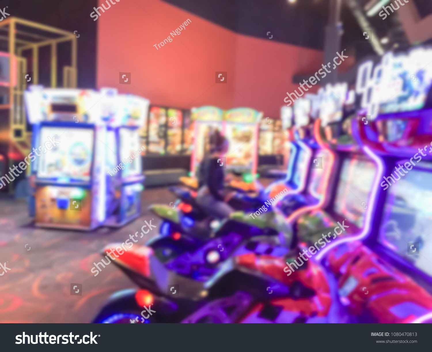 Blurred Image Dark Room Entertainment Complex Stock Photo