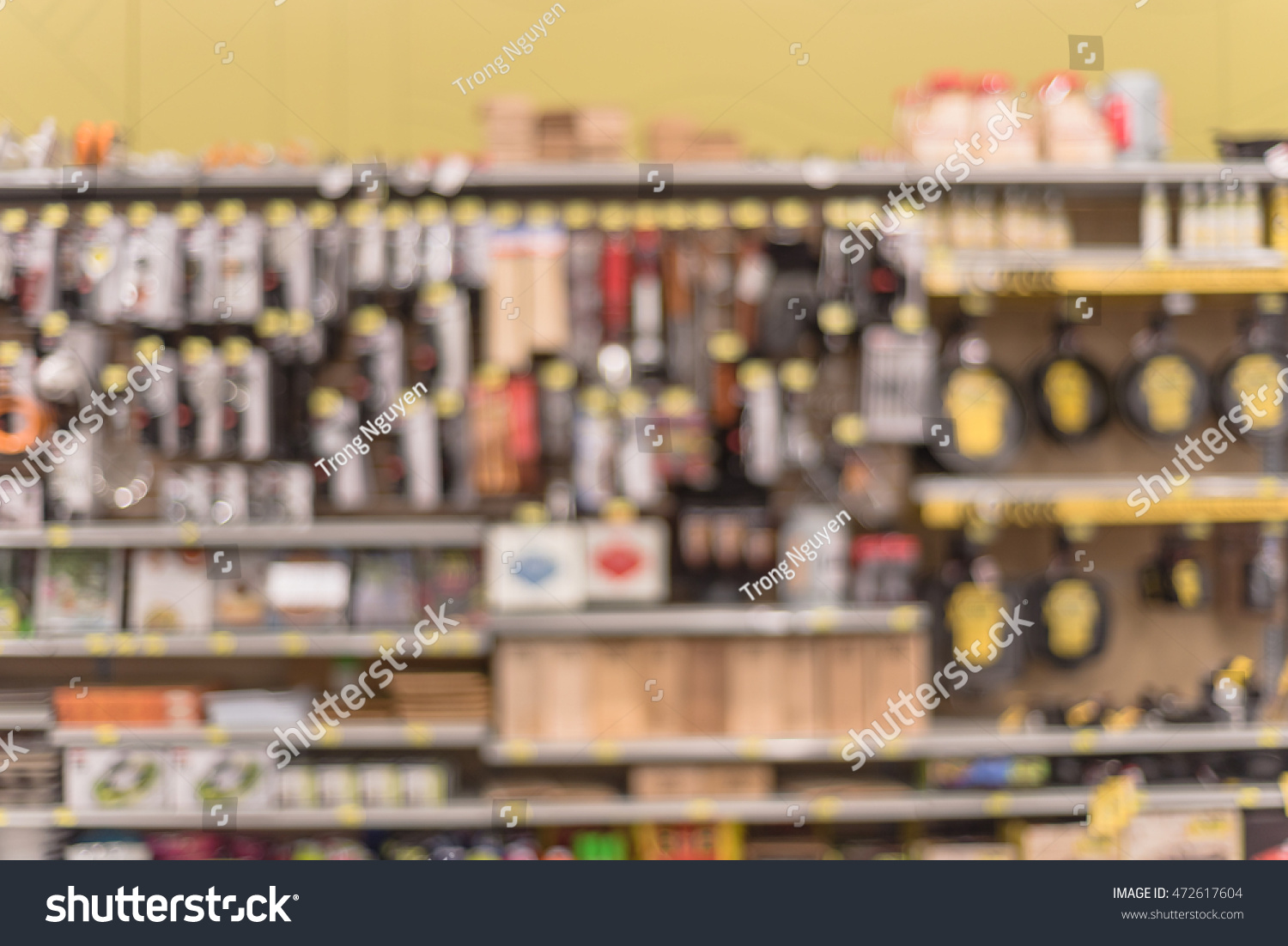 Blurred Image Kitchen Utensils On Shelf Stock Photo 472617604